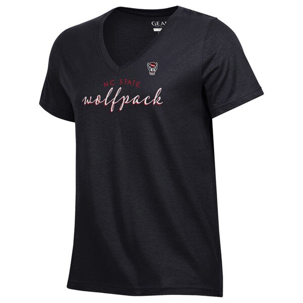 Black Ladies Short Sleeve V-Neck Te